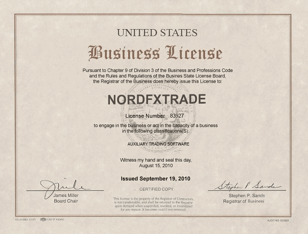 NordFxTrade_certificate
